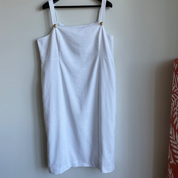 Like New Woman’s White J.crew Colleen Stretch linen-blend sheath dress SZ 22 - Picture 3 of 8